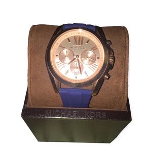 Michael Kors Rose Gold and Navy Watch (Unisex)